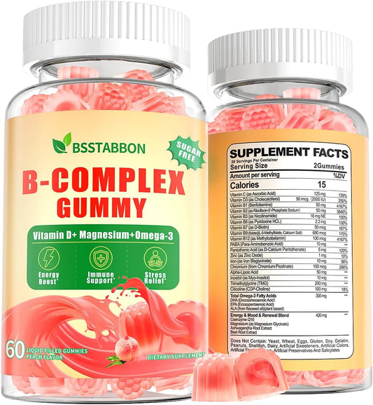 Bsstabbon Organic Methylated Vitamins B Gummies: Daily Vegan Complex Supplement With B12 B1 B2 B3 B5 B6 B7 Zinc Magnesium Ashwagandha - High Absorption Energy Immune Health Support For Adults(120Count : Health & Household