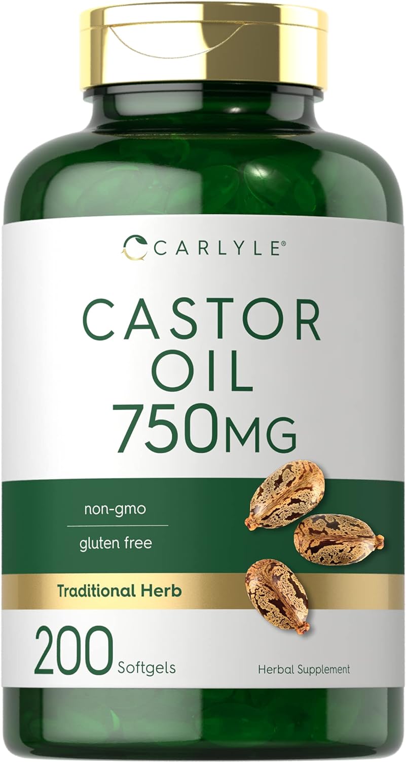 Carlyle Castor Oil 750mg | 200 Softgels | Traditional Herb | Non-GMO,