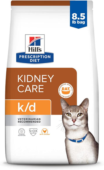 Hill'S Prescription Diet K/D Kidney Care With Chicken Dry Cat Food, Veterinary Diet, 8.5 Lb. Bag