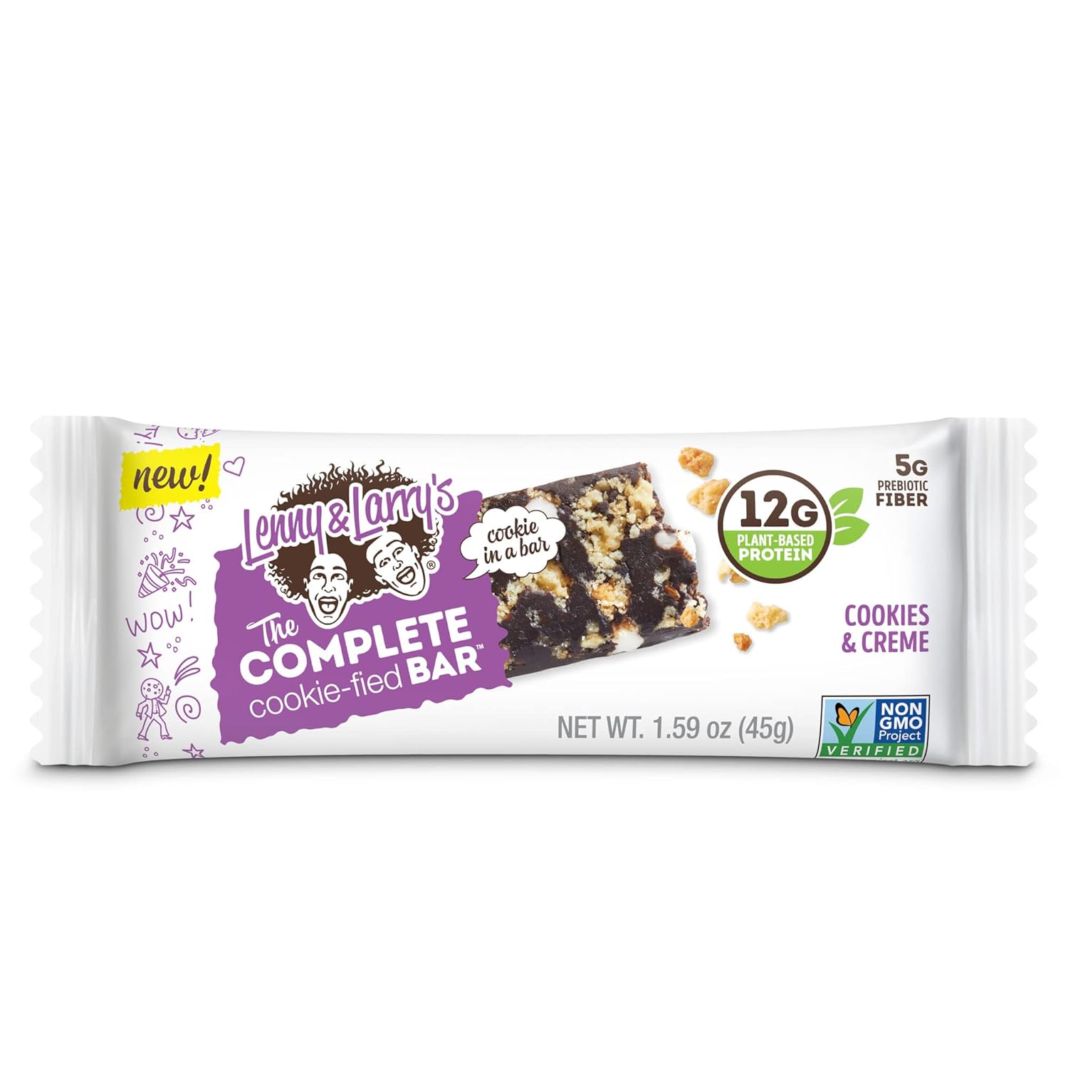 Lenny & Larry's The Complete Cookie-fied Bar, Cookies & Creme, 45g - Plant-Based Protein Bar, Vegan and Non-GMO (Pack of 9) : Everything Else