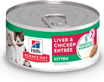 Hill'S Science Diet Kitten, Kitten Premium Nutrition, Wet Cat Food, Liver & Chicken Minced, 5.5 Oz Can, Case Of 24