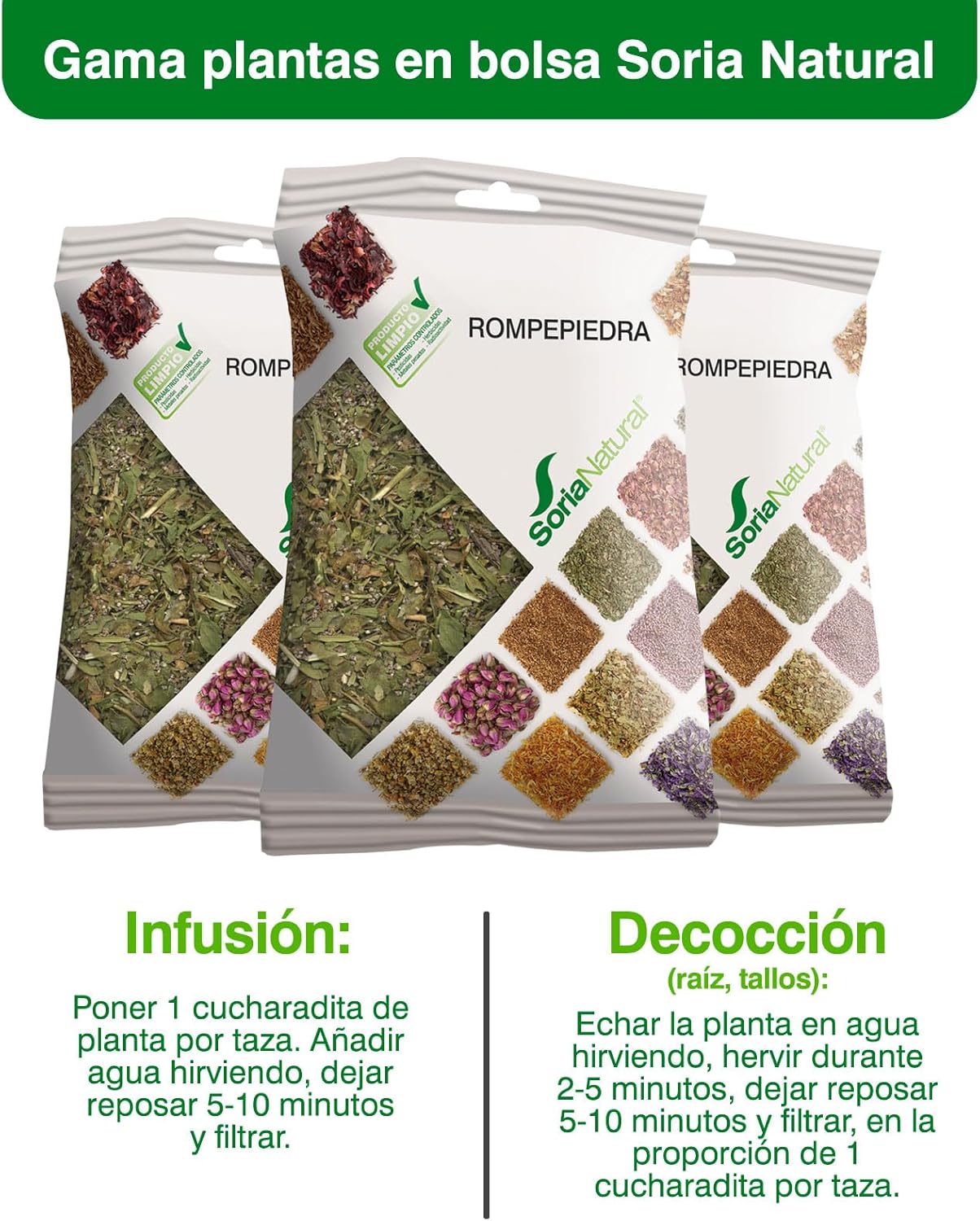Soria Natural Stone Breaker In Bag – Help In Case Of Kidney Stones – Digestive And Diuretic – For Preparing In Infusion Or Decoction – Rich Active Ingredients – 100% Natural – 40 G Bag