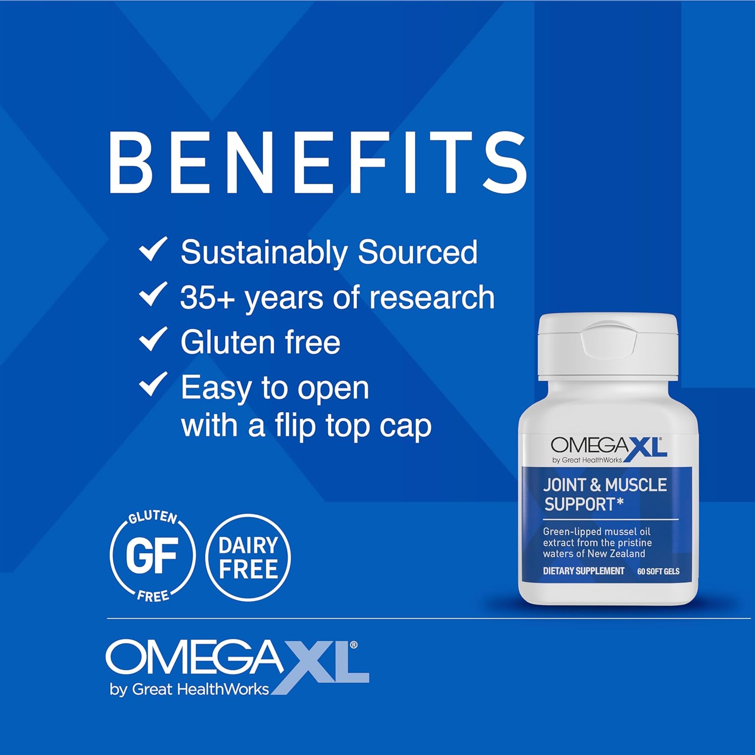 OmegaXL Joint Support Supplement, for Relief - Natural Muscle Support, Green Lipped Mussel Oil, Soft Gel Pills, Drug-Free, 60 Count : Health & Household