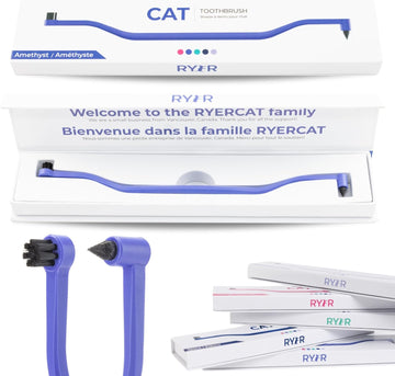 Ryercat Dual Sided Cat Toothbrush - Kitten Toothbrush With Micro Head To Fit Into Cat/Kittens Mouth - Cat Dental Care Supplies - Pet Toothbrush For Cats(Amethyst Purple)