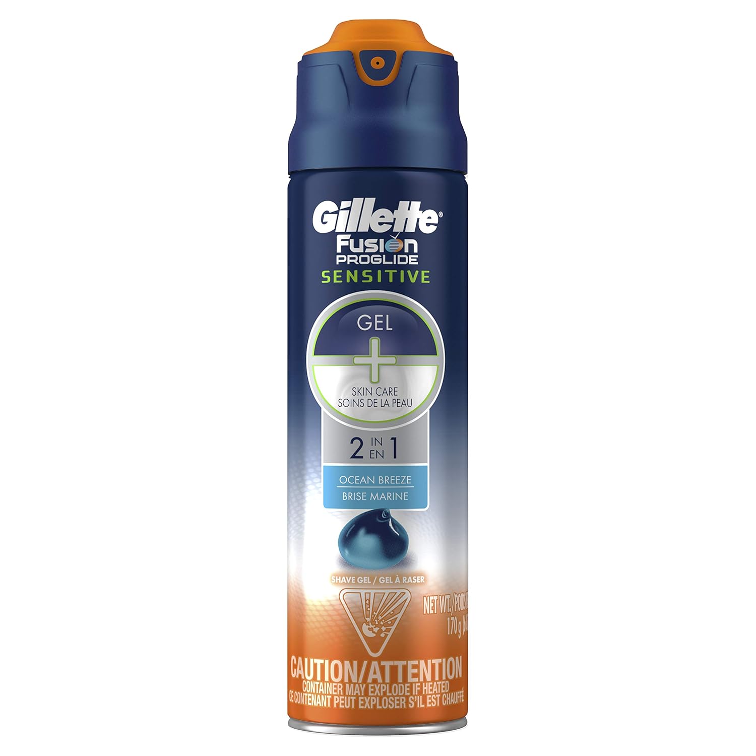 Gillette Fusion Proglide Sensitive 2 In 1 Shave Gel, Ocean Breeze Ocean Breeze 6 Ounce