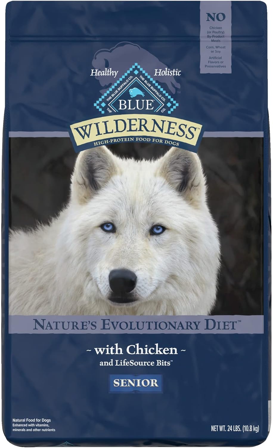 Blue Buffalo Wilderness High Protein, Natural Senior Dry Dog Food, Chicken 24-Lb