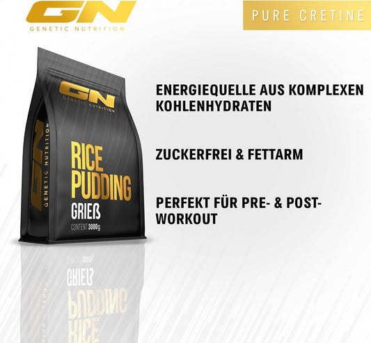 Gn Laboratories Rice Semolina Pudding - (3000 G) - Optimal Carbohydrate Source - Creamy Consistency - Quick And Easy Preparation - 100% Rice Flour - Made In Germany