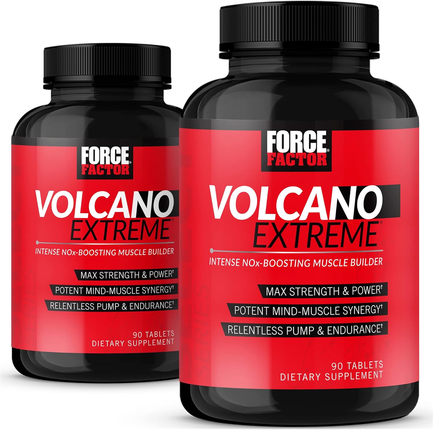 FORCE FACTOR Volcano Extreme, Pre Workout Nitric Oxide Booster Supplement for Men with Creatine, L-Citrulline, and Huperzine A for Better Muscle Pumps, 90 Count (Pack of 2)