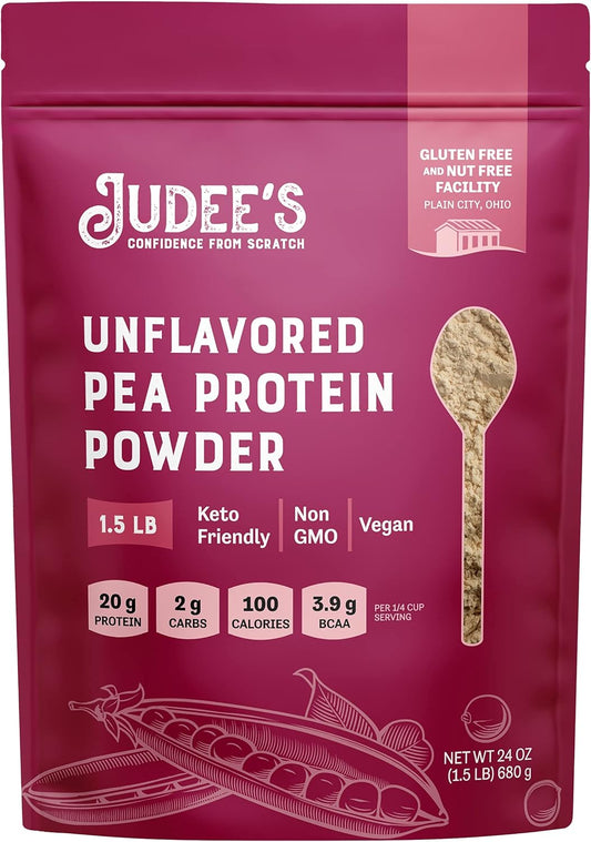 Judee's Plant-Based Protein Powder Bundle: Pea Protein Powder (1.5 lb) and Brown Rice Protein Powder (1.5 lb), Keto Friendly, Non GMO, Vegan, Dairy Free, Soy Free, Dedicated Gluten & Nut Free Facility