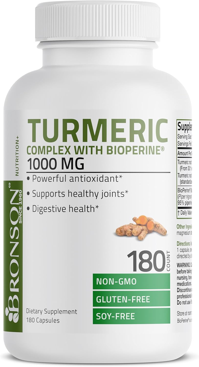 Turmeric Curcumin with BioPerine - High Potency Premium Joint Support with 95% Standardized Curcuminoids - Non-GMO Capsules with Black Pepper - 180 Count : Health & Household