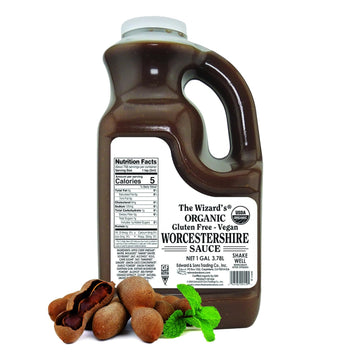 The Wizards Organic Vegan Worcestershire Sauce - Gluten Free Worcestershire Sauce, Organic Worcestershire Sauce, Vegan Fish Sauce - 128 Ounce