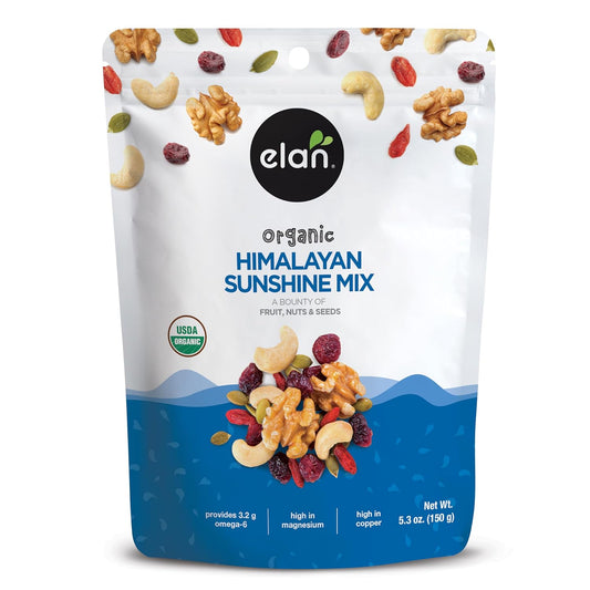 Elan Organic Himalayan Sunshine Mix, Non-GMO, Vegan, Gluten-Free, Kosher, Dried Fruits (Dried Cranberries, Dried Goji Berries), Nuts (Cashews, Walnuts), Pumpkin Seeds, 8 pack of 5.3 oz