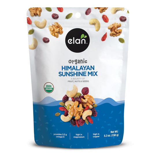 Elan Organic Himalayan Sunshine Mix, Non-Gmo, Vegan, Gluten-Free, Kosher, Dried Fruits (Dried Cranberries, Dried Goji Berries), Nuts (Cashews, Walnuts), Pumpkin Seeds, 8 Pack Of 5.3 Oz