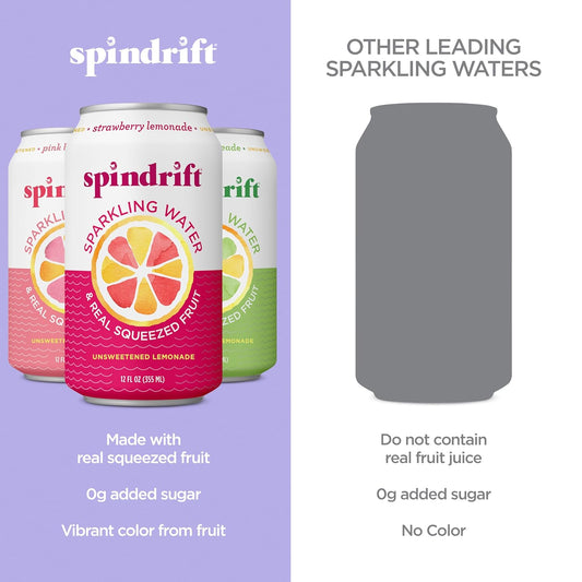 Spindrift Lemonade 3 Flavor Variety 20 Pack,12 Fl Oz (Pack Of 20)