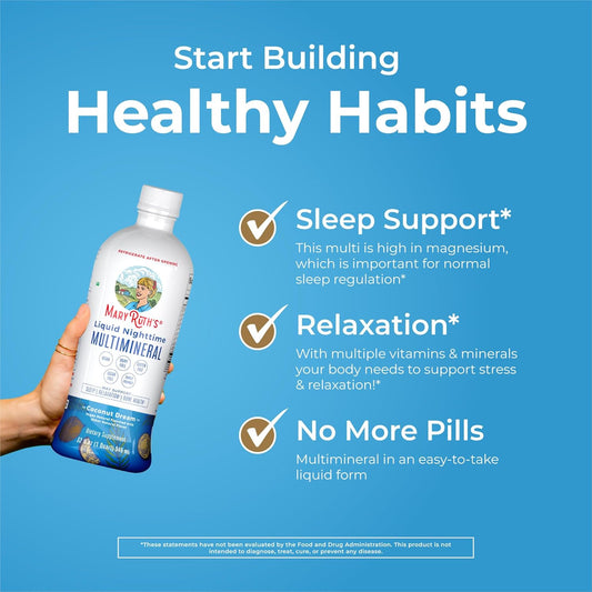 Extra Strength Nighttime Liquid Multimineral Sleep Supplement | Sugar Free | Calm Magnesium Citrate Sleep | No Melatonin | Calcium Magnesium Zinc | Available In 4 Flavors | Vegan | 32 Servings