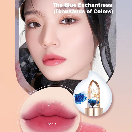 Yulyoie 2Pcs Color Changing Lipstick, Crystal Jelly Flower Lipstick, Long-Lasting Moisturizing, Blue