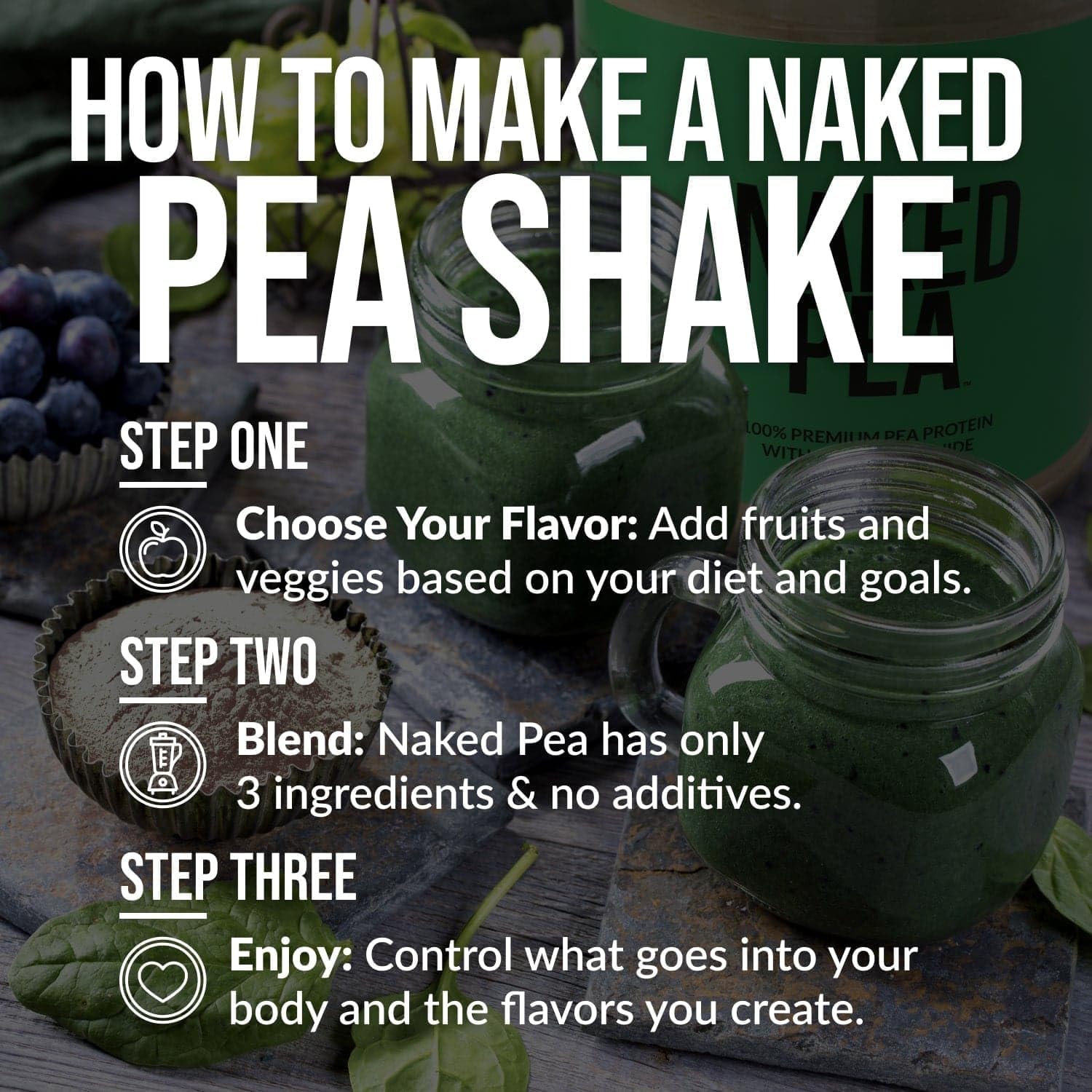 NAKED Vanilla Pea Protein Isolate from North American Farms, Only 3 Ingredients, Vanilla Vegan Protein, Gluten-Free, Soy Free, GMO Free - 2LB : Health & Household