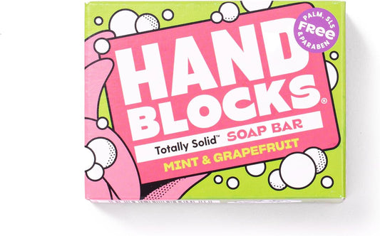Hand Blocks: Mint & Grapefruit - Cold Processed Natural Soap Bars - Plastic, Palm, Sls, Sles & Paraben Free