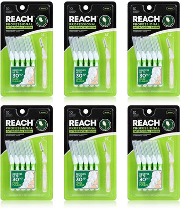 Reach Interdental Brush Wide 1.3mm Floss Bundle | Removes up to 30% More Plaque | Special Designed for Gum Protection, PFAS Free | 10 Brushes (Pack of 6)