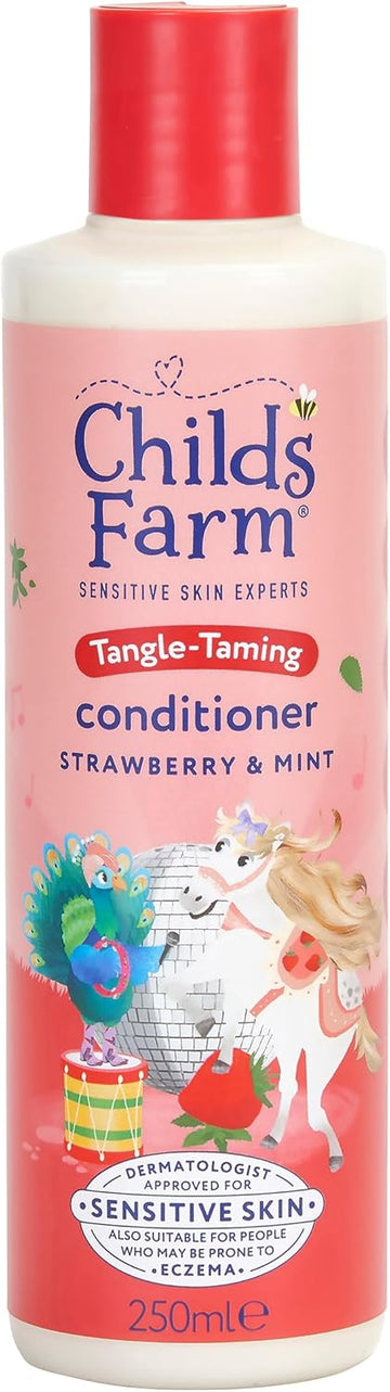 Childs Farm Tangle Taming Conditioner, Straight Or Wavy Hair, Gentle, Tear Free, Strawberry And Mint, Kids, Baby, 250Ml (Pack Of 2)