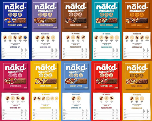 Nakd Selection Pick Any 12 Multipack From 18 Flavours - Fruit And Nut Bars 48 X 30-45G, 48 Bars