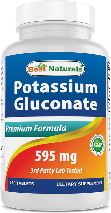 Best Naturals Potassium Gluconate Supplement 595 Mg Tablet, 250Count