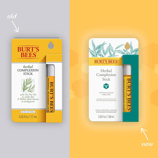 Burt’S Bees Clear And Balanced Herbal Blemish Stick, With Tea Tree Oil, On-The-Go Blemish Care, College Back To School Dorm Essentials, Unclogs Pores, Use With Skincare Products, 2-Pack, 0.26 Fl. Oz