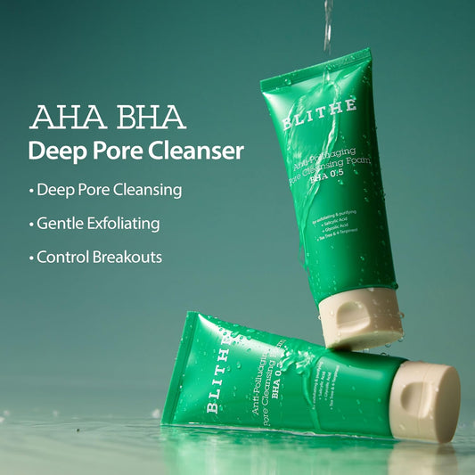 Blithe Aha Bha Cleanser - Deep Pore Cleanser And Pore Minimizer, Exfoliant For Face, For Clogged Pores, 5.07 Fl Oz