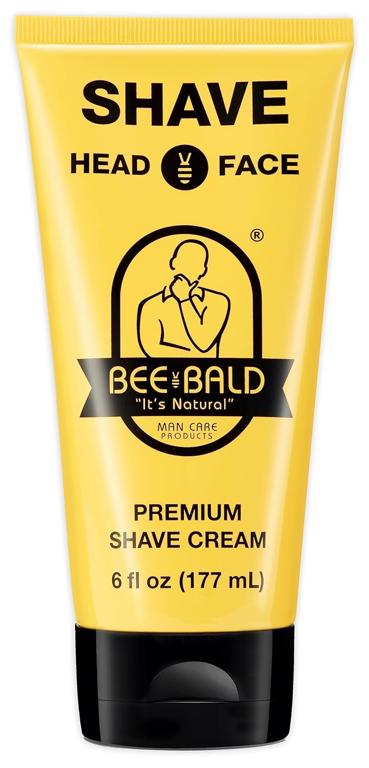BEE BALD SHAVE Premium Shave Cream Goes On Light & Slick For A Shave That's Incredibly Smooth & Quick For Both Face And Head, 6 Fl Oz