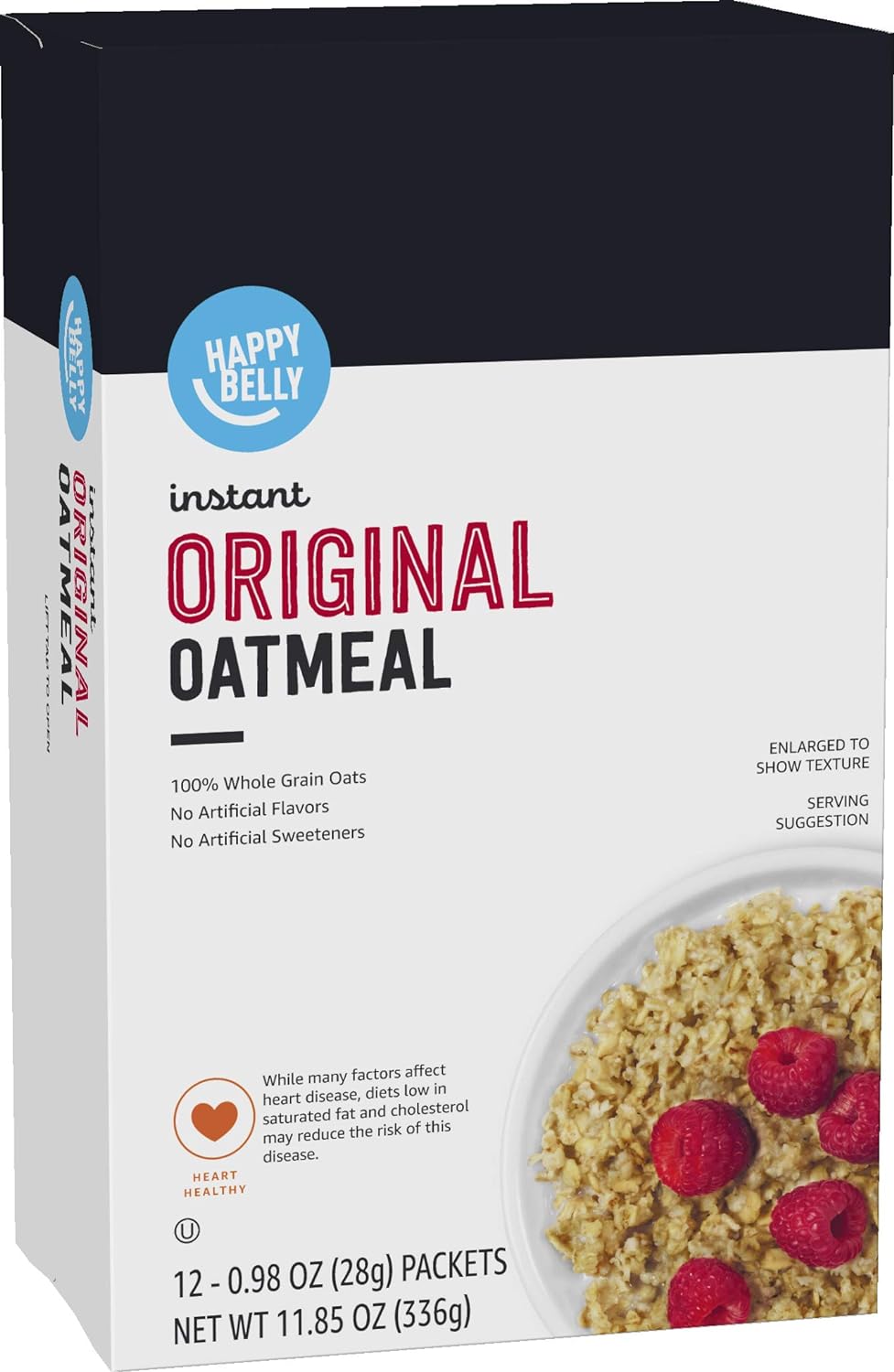 Amazon Brand - Happy Belly Instant Oatmeal, Original, 11.85 ounce (Pack of 1)