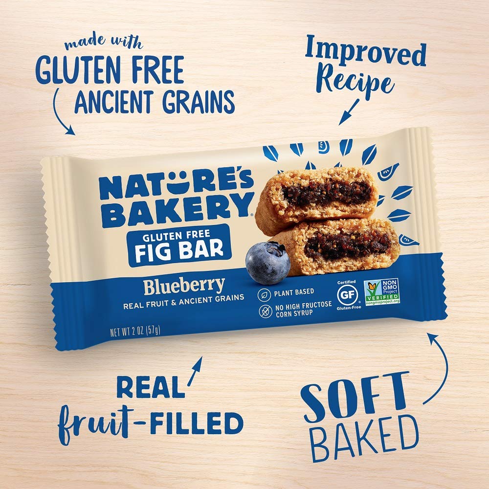 Nature'S Bakery Gluten Free Fig Bars, Blueberry, Real Fruit, Vegan, Non-Gmo, Snack Bar, 12 Count (Pack Of 7)