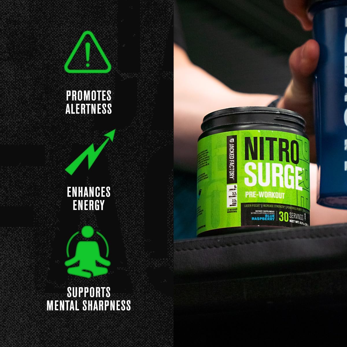 Jacked Factory Pre Workout Stack - N.O XT Nitric Oxide Booster & NITROSURGE High Energy Pre Workout Fuel : Health & Household