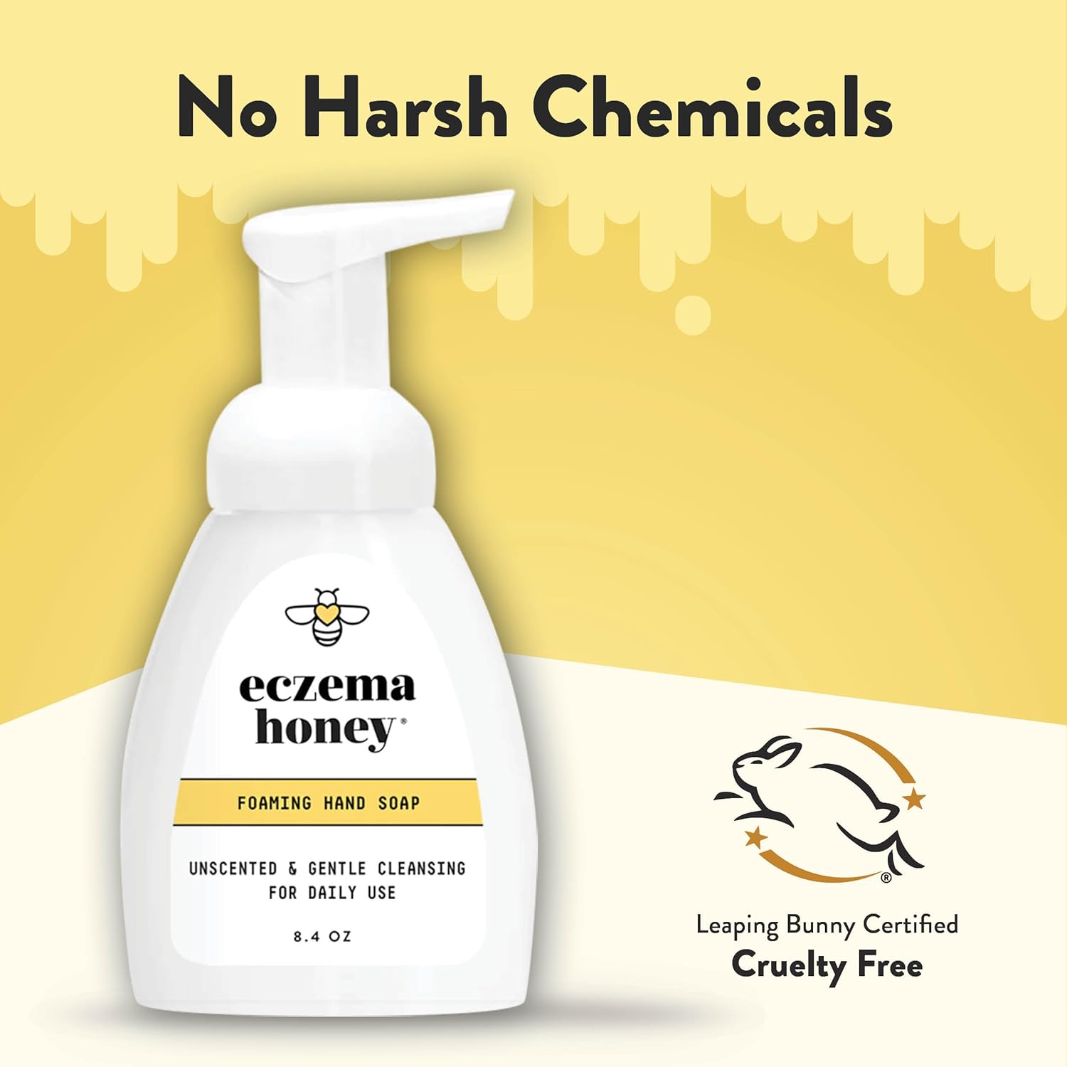 Eczema Honey Gentle Foaming Hand Soap - Gentle Cleanser For Dry Hands - Non-Toxic Unscented Hand Soap - Natural Hand Cleaner For Bathroom & Kitchen - Organic Honey Handwash (8.4 Oz) : Beauty & Personal Care
