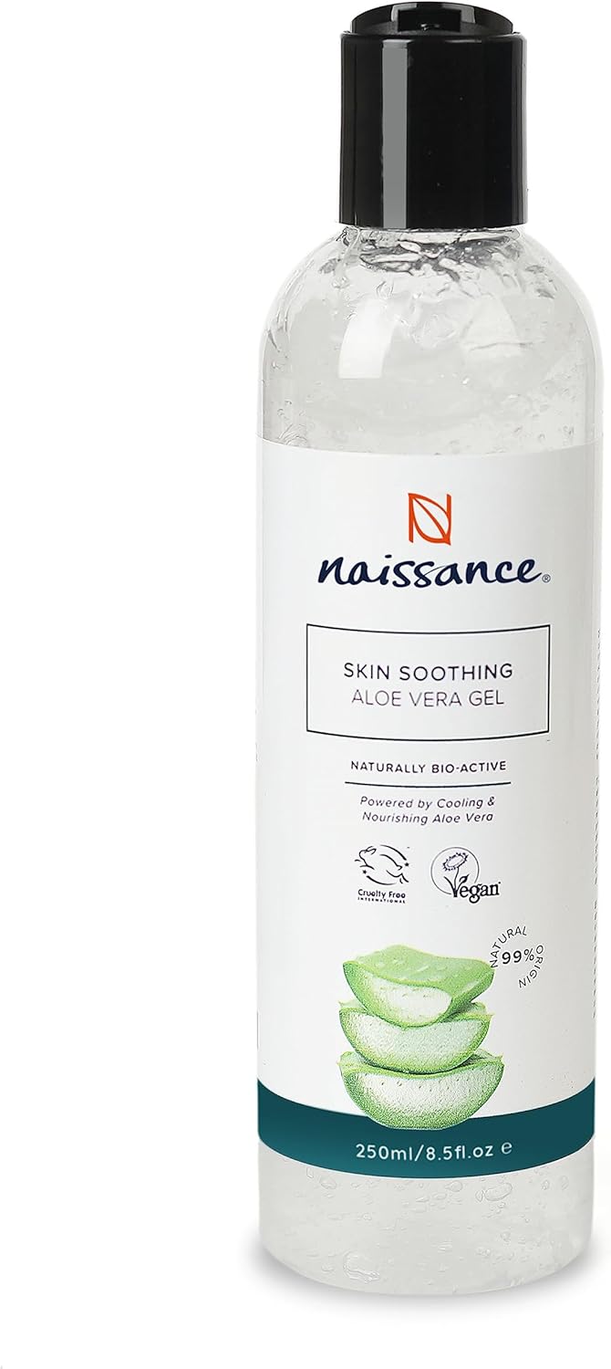 Naissance Aloe Vera Gel (No. 707) 250ml - Cooling, Soothing and Moisturising, Aftersun, For All Skin Types, Face, Body and Hair - Cruelty Free and Vegan