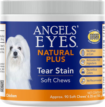 ANGELS' EYES Natural Tear Stain Prevention Soft Chews for Dogs | Chicken Flavor| For All Breeds | No Wheat No Corn | Daily Supplement | Proprietary Formula, 90 Count