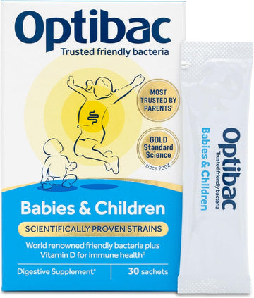 Optibac Probiotics Babies & Children - Probiotic For Immune System Support With Vitamin D Booster & 3 Billion Bacterial Cultures - 60 Sachets