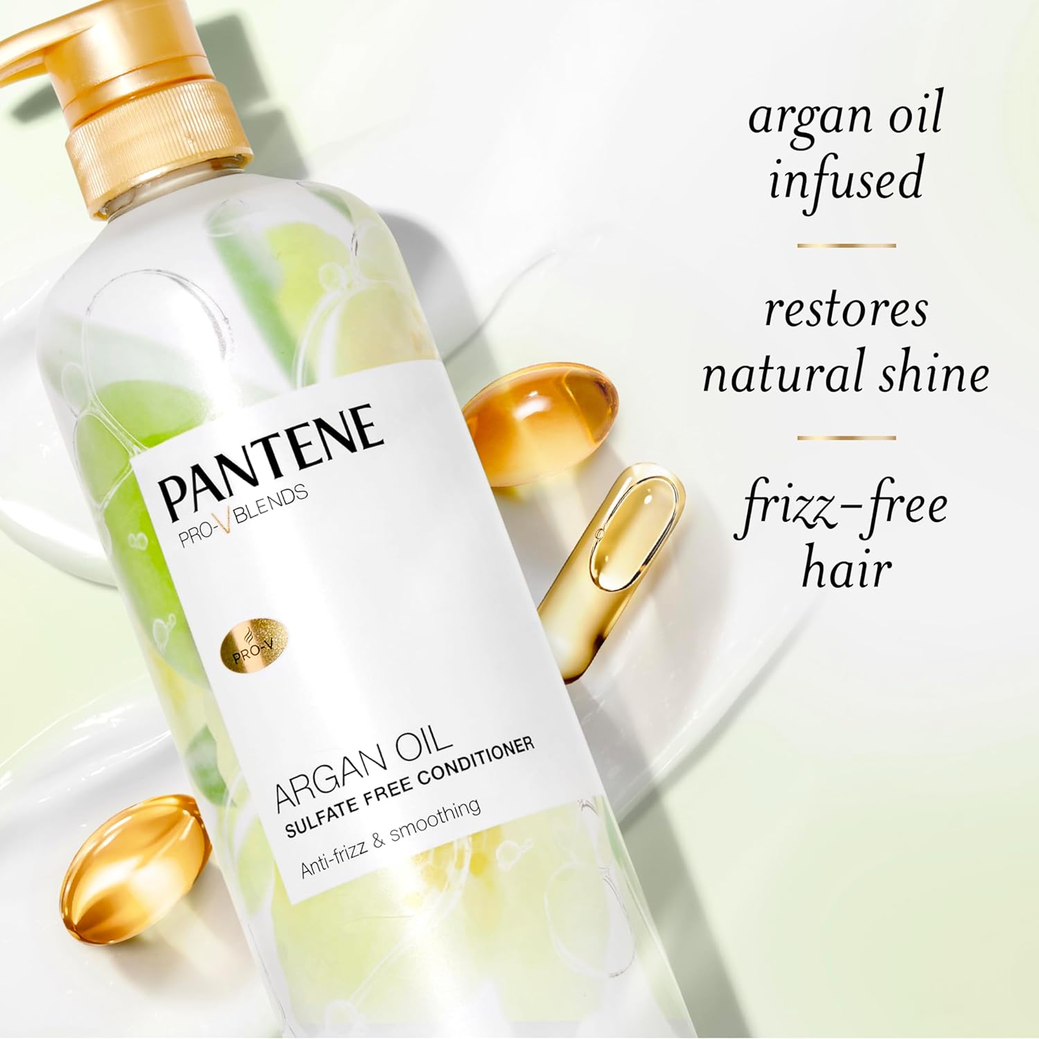 Pantene Argan Oil Conditioner for dry damaged hair, Smoothing and Moisturizing, Nutrient Infused with Vitamin B5, Anti Frizz, Safe for Color Treated Hair, Pro-V Blends, 30.0 oz : Beauty & Personal Care