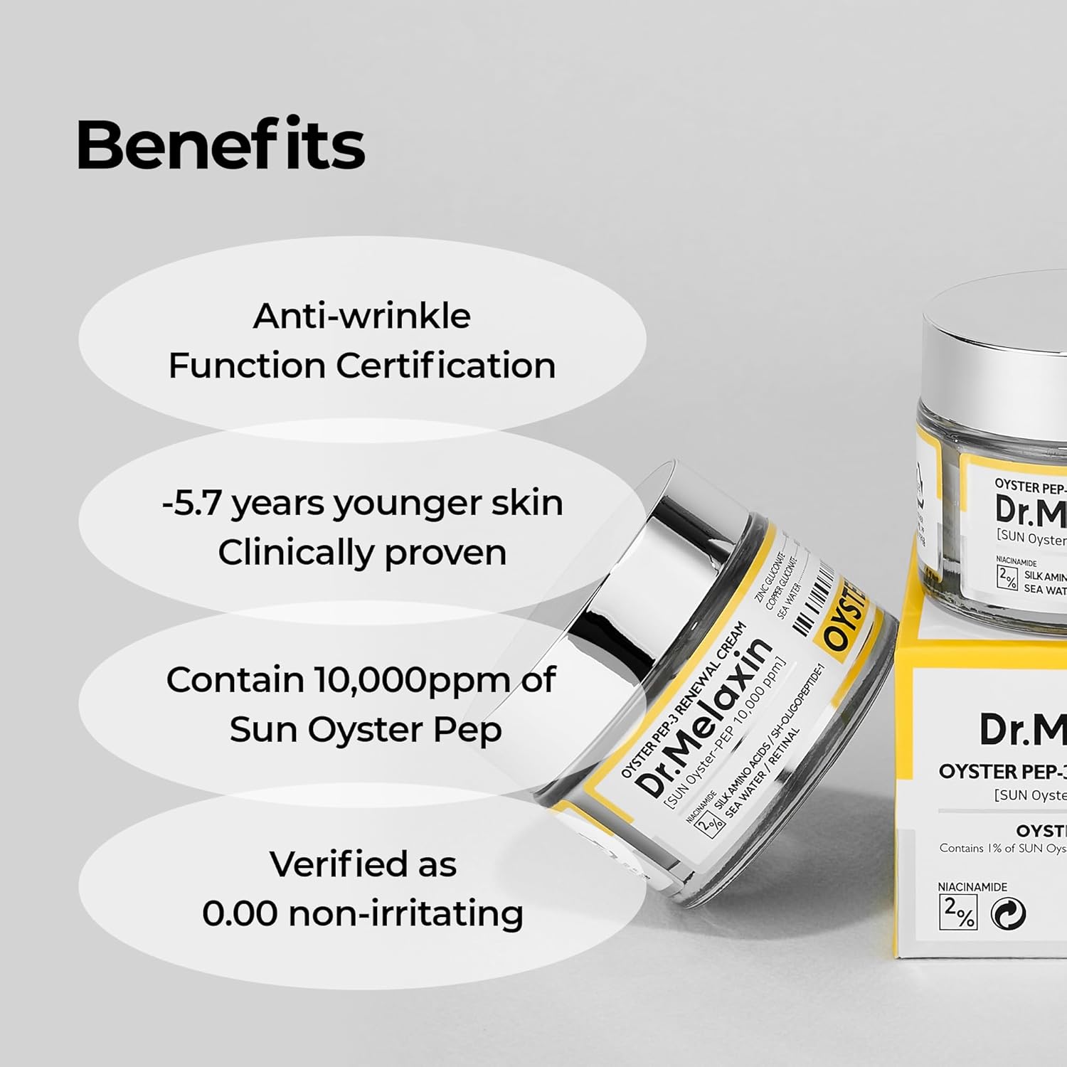 Dr.Melaxin Oyster Pep3 Renewal Cream | Daily Anti-Aging Face Moisturizer, Skin Elasticity & Reduce Wrinkle, 50Ml,1.69 Fl Oz. : Beauty & Personal Care