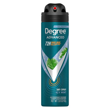 Degree Men Antiperspirant Deodorant Dry Spray Icy Mint 72-Hour Sweat And Odor Protection Deodorant For Men With Body Heat Activated Technology 3.8 Oz