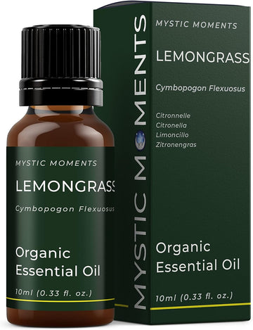 Mystic Moments | Organic Lemongrass Essential Oil 10ml - Pure & Natural oil for Diffusers, Aromatherapy & Massage Blends Vegan GMO Free