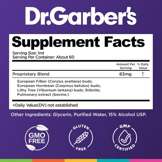 Dr. Garber'S Natural Solutions Lung Health Oral Drops - Gemmotherapy Liquid Supplement To Protect & Cleanse Lungs, Repair Damaged Lung Tissue, Lung Health Support, Allergy & Asthma Relief - 60Ml