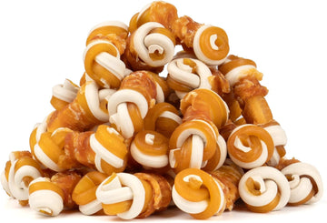 Mon2Sun 2.5" Rawhide Free Dog Treats With Mixed Vegetables, Chicken Wrapped Mini Knot Bones For Small Dogs, Healthy Dog Snakcs For Balanced Nutrition, 21.2Oz