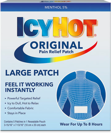 Icy Hot Medicated Patch Extra Strength Pain Relief Patch For Back Or Large Area, 5 Count (Pack Of 3)