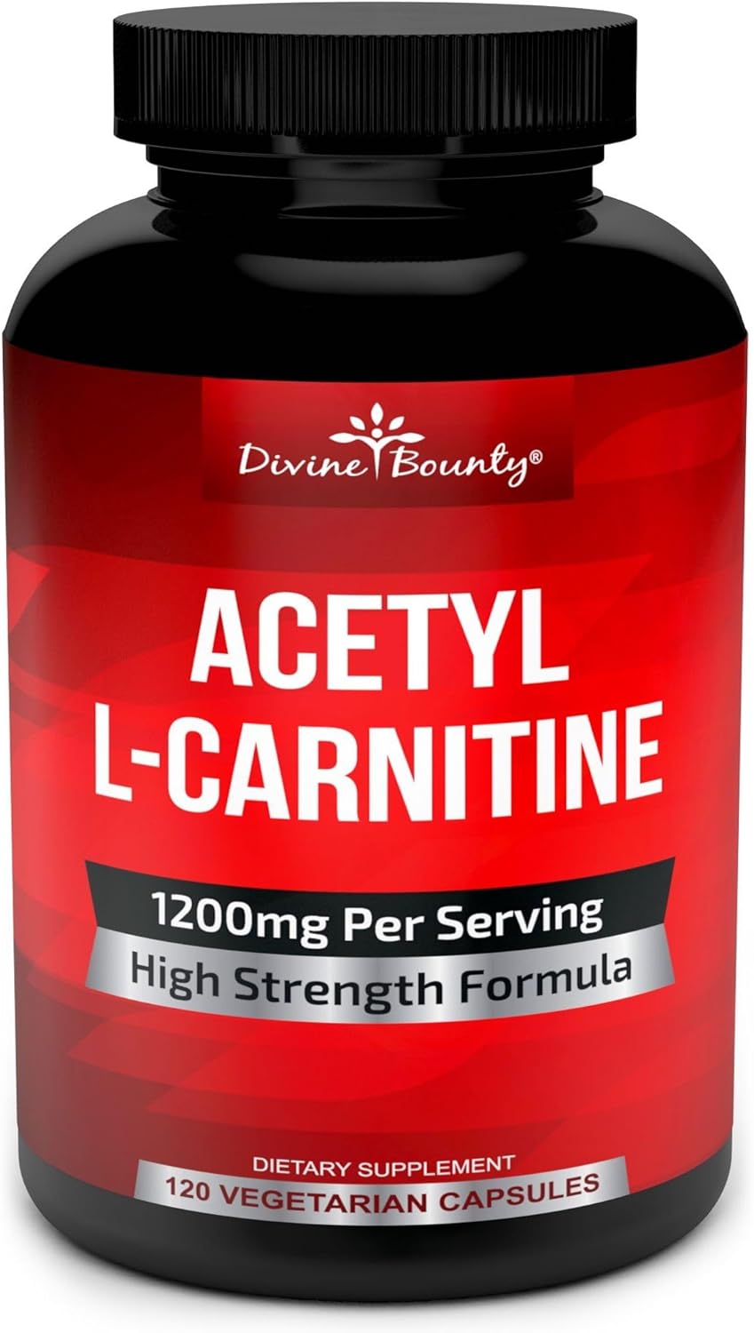 Divine Bounty Acetyl L-Carnitine Capsules 1200mg Per Serving - L Carnitine Supplement 120 Vegetarian Capsules