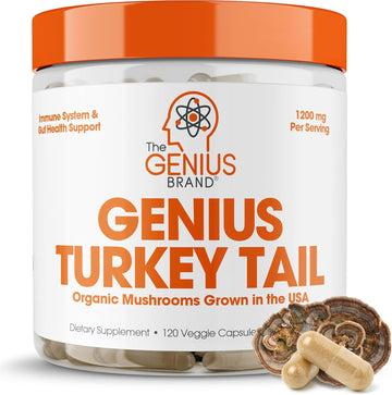 Genius Turkey Tail Supplement Capsules – Organic, Comprehensive Digestive And Gut Health Support – 120 Capsules