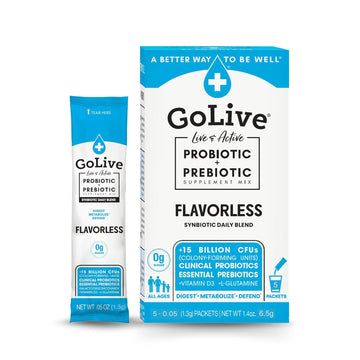 Golive Prebiotic & Probiotic For Women, Men, Kids. Flavor-Free, Sugar-Free, Synbiotic Powder W/ Gos, L-Glutamine, Vitamin D3, Electrolytes. For Gut Health, Digestion, Metabolism, Immunity 15-50B Cfus