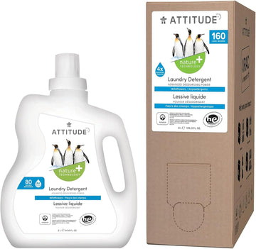 Bundle Of Attitude Laundry Detergent, Plant And Mineral-Based Formula, He, Vegan And Cruelty-Free Household Products, Wildflowers, 80 Loads, 67.6 Fl Oz + Bulk Refill, 160 Loads, 135.26 Fl Oz