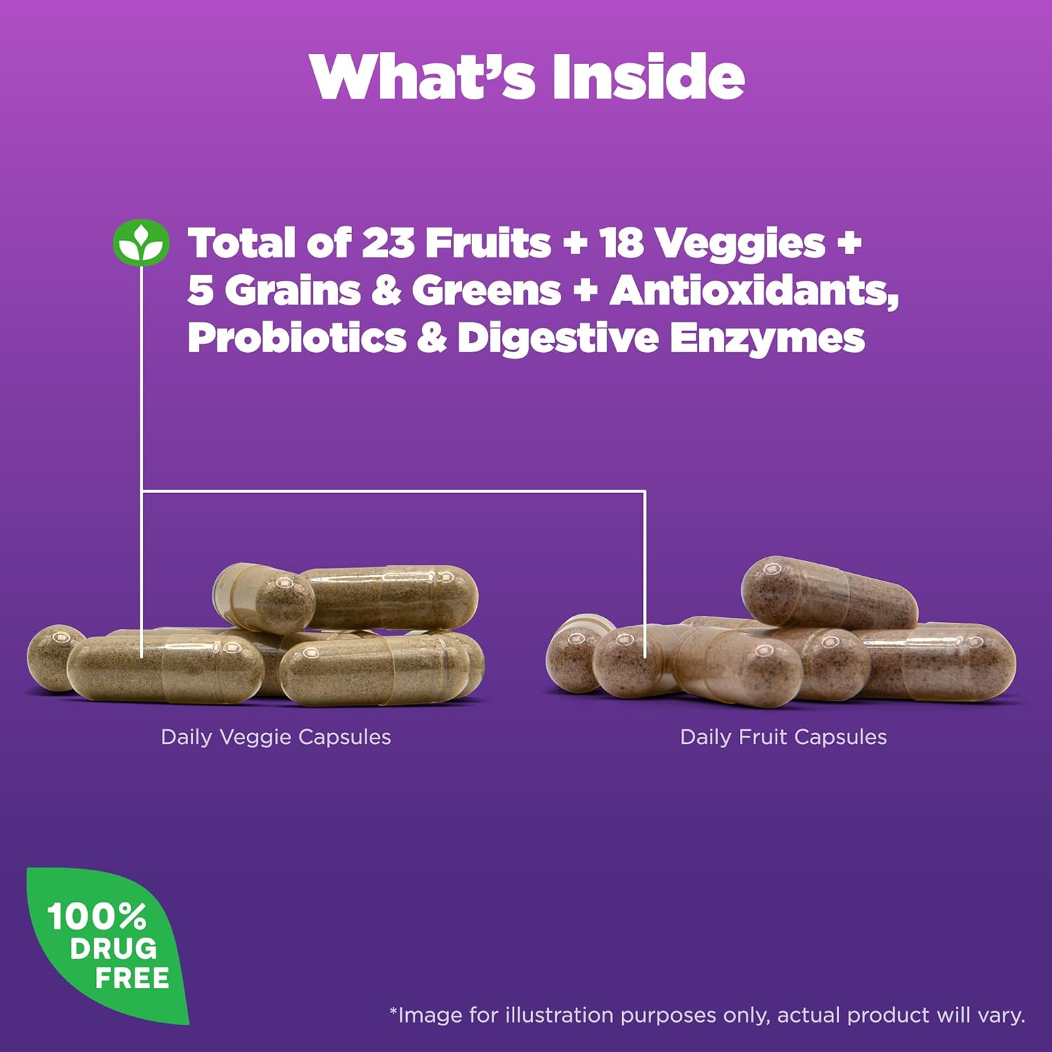 Natrol, Juicefestiv Daily Fruits & Veggies Capsules, 120 Count (Two 60 Count Bottles)