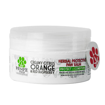 Hempz Petz Dog Paw Balm, Creamy Citrus Orange & Red Raspberry Herbal Protective Balm, 2 Oz