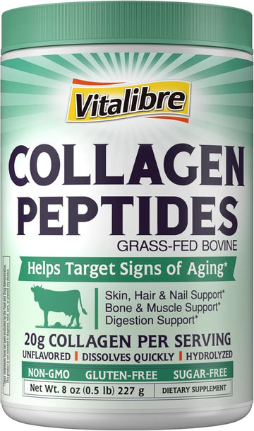 Bovine Collagen Peptides Powder For Women And Men, Grass-Fed Hydrolyzed Collagen Protein Type I & Iii, Skin, Hair, Nails, Bones, Digestion, Unflavored, Non-Gmo, Keto & Gf, 22 Servings, 16Oz